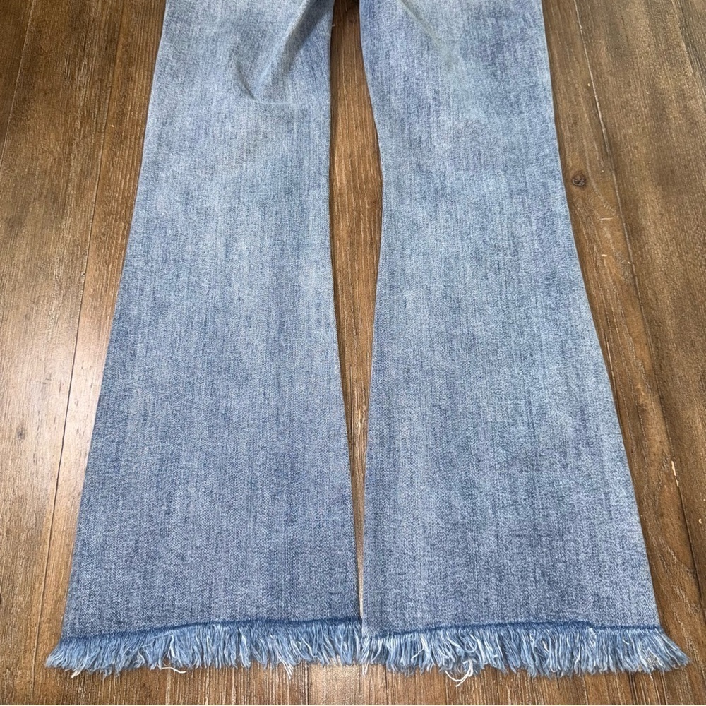 Risen High Rise Flare Jeans Frayed Hem Blue - Picture 11 of 11